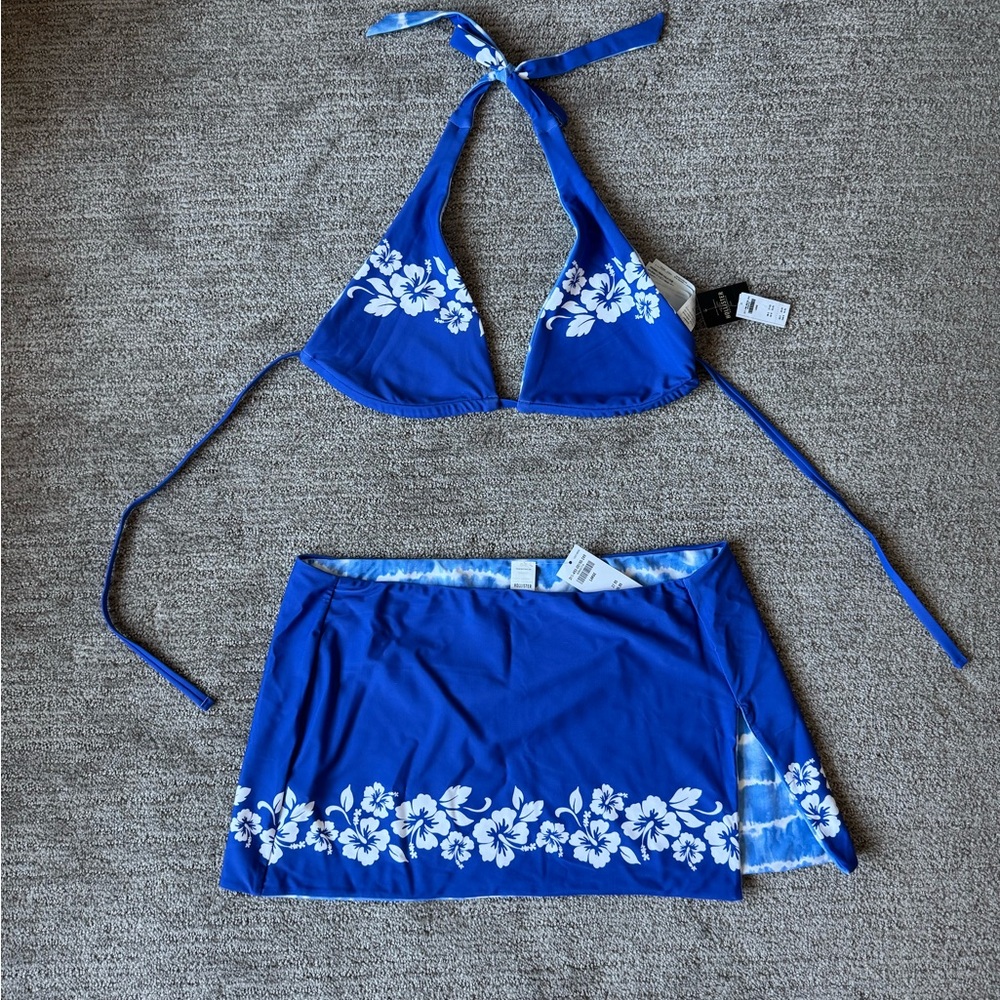 Hollister Swim Outfit Biking Top + Bottom Cover